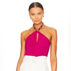 NEW! VERONICA BEARD Akeeva Cutout Embellished Jersey Halterneck Top Size: 8